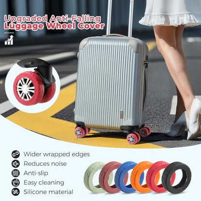 8Pcs Upgrade Luggage Wheel Covers, Travel Accessories (Red) - color: Red