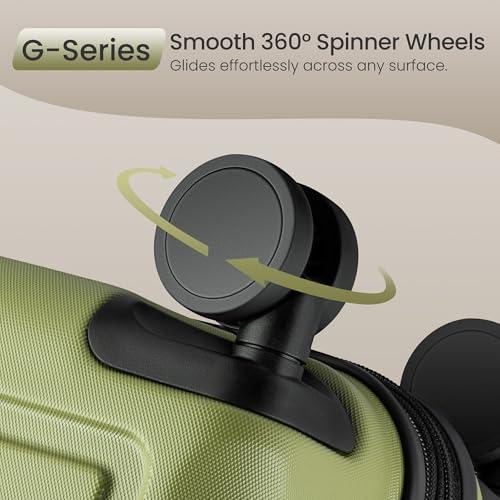 SHOWKOO G-Series Luggage set 3pcs, 100% PC Durable Hardshell Suitcase - color: Olive Green, size: 3-Piece Set (20/24/28in)