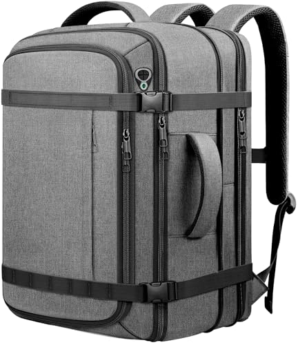 Comfort Travel Backpack,Expandable Carry on Backpack with LifetimeWarranty - color: Grey, size: 17.3inch - 19.2"x13.4"x7.9"(+2.7")
