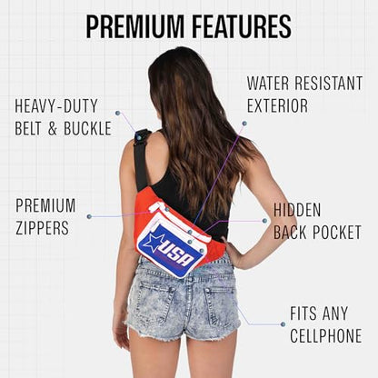 SoJourner Waterproof Fanny Pack, USA Retro - color: USA Retro - Red, White, Blue