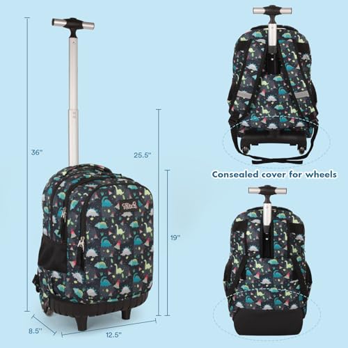 Tilami Rolling Backpack for Boys and Girls,Dinosaurs - color: Dinosaurs