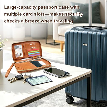 Passport Holder for Travel, PU Leather Passport Cover Case (Brown) - color: Brown