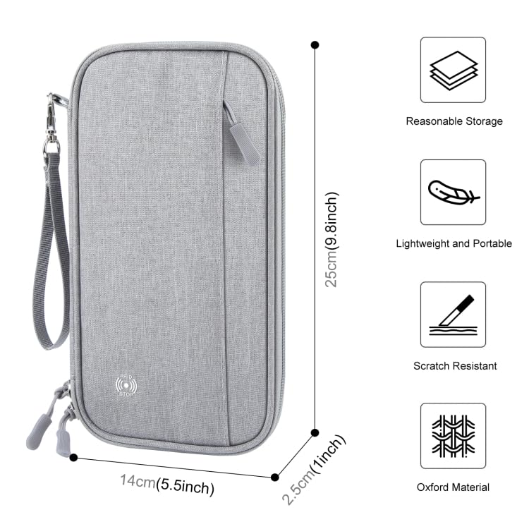 Passport Holder Family RFID Blocking Passport Wallet (Grey-Medium) - color: Grey
