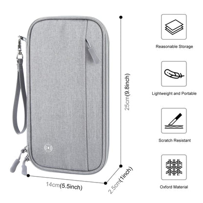 Passport Holder Family RFID Blocking Passport Wallet (Grey-Medium) - color: Grey