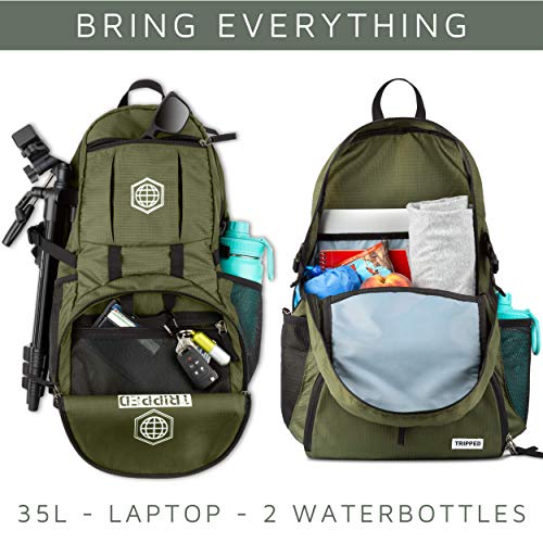 TRIPPED Travel Gear 20L Packable Travel Backpack for All-Day Comfort - color: Moss Green