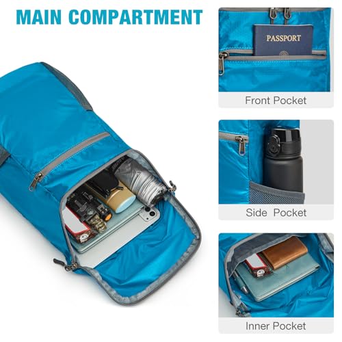 G4Free 10L Lightweight Packable Hiking Backpack, Nylon Daypack Daily Travel - color: Blue, size: Small