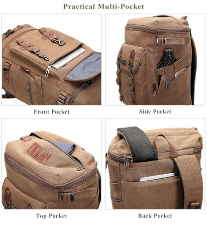 WITZMAN Travel Backpack for Men Women Carry-on Airline Approved - color: Brown