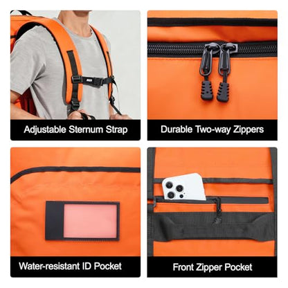 MIER 40L/60L/90L Water Resistant Backpack Duffel, Heavy Duty Duffle Bags - color: Orange, size: 60l