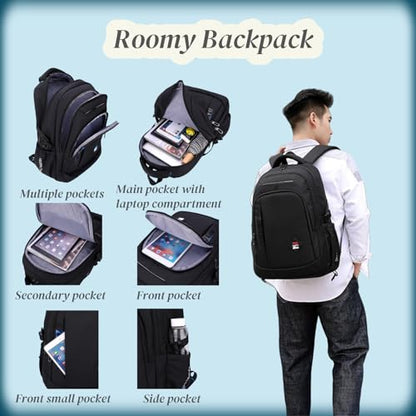 VIDOSCLA Elementary Trolley Backpack Senior High School Rolling Carry-on Luggage Book Bag with Wheels for Teens - color: A1# Black Green-2 Wheels, style: A1# 2 Wheels