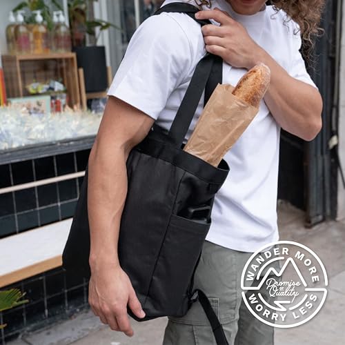 WANDRD Tote Backpack - Travel Tote Bag and Travel Backpack In One - Bag For Commuting and Everyday (Black)