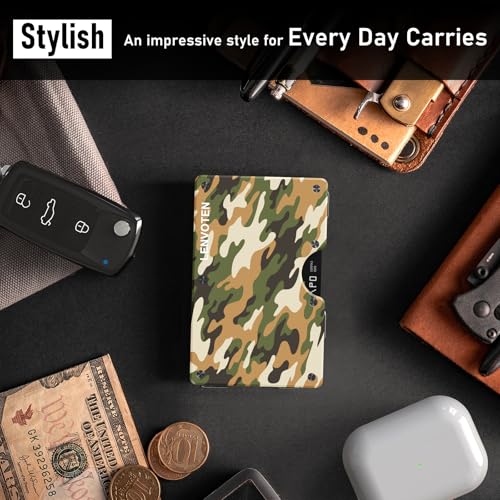 Lenvoten Upgraded Hinged Minimalist Wallet for Men, RFID Blocking Wallet - color: T4-Military Camo
