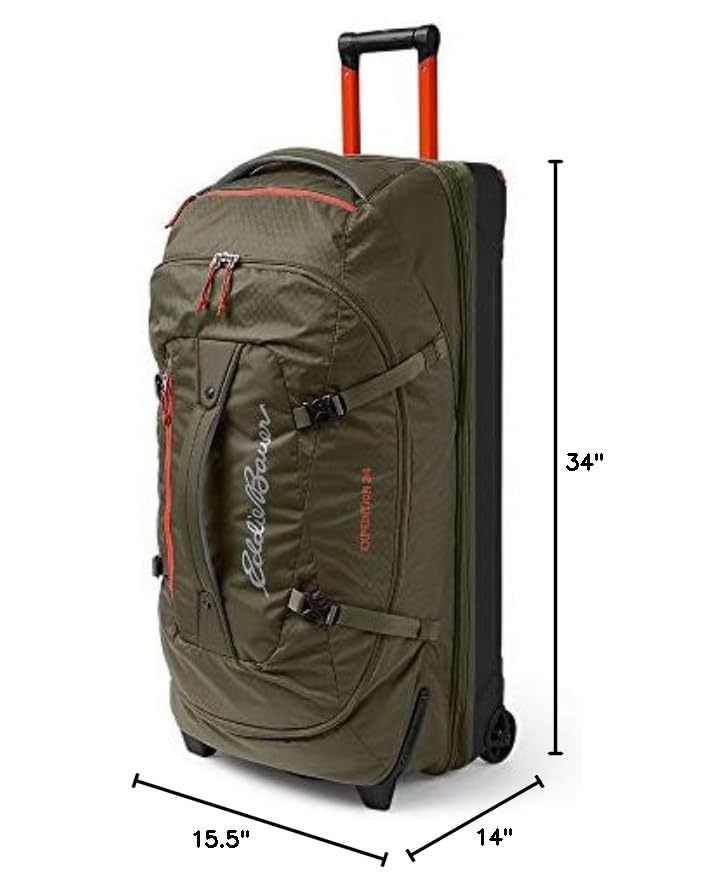 Eddie Bauer Expedition Rolling Duffel Bag with Wheels - Dark Thyme, 34" - color: Dark Thyme, size: 34" (Check-In)