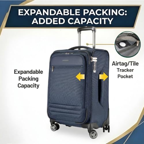 Ricardo Beverly Hills Softside Large 28-Inch Lightweight Expandable Checked Luggage, 360° Spinner Wheels, TSA Lock, Telescopic Pull Handle, Sustainable Design, Navy, Ashbury Series - color: Navy, size: Check-In Large 28-Inch