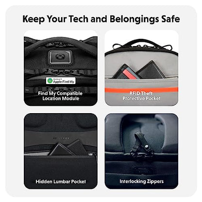HyperPack Pro 22L Slim Travel Backpack with 'Find My' Compatibility - Fits up to 16” Laptop. Anti Theft w/RFID Protective Pocket. - style: Hyperpack Pro