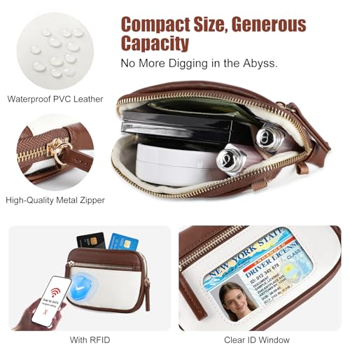 Clip and Go Strap For Phone with Leather Wallet Crossbody - color: Coffee Brown