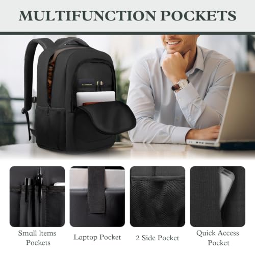17" Travel Laptop Backpack, Airline Approved Computer Bag, Black - color: Black, size: 17.3 Inch(40L)