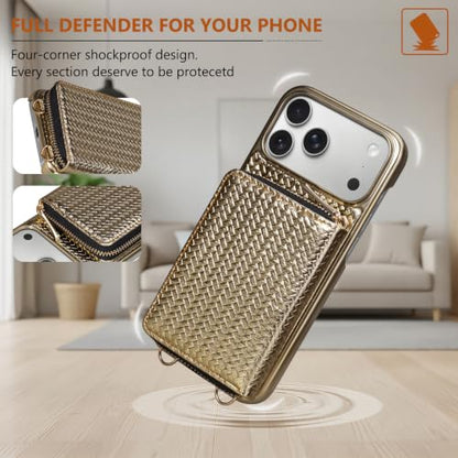 Wallet Case for iPhone 18 Pro Max/17 Pro Max 6.9" Crossbody Gold - color: Gold, size: 6.9" iPhone 18 Pro Max/17 Pro Max