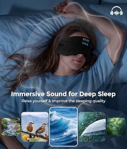 LOVE EYE Sleeping Eye Mask with Bluetooth 5.4 Headphones for Side Sleepers - color: Black