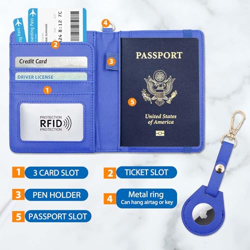 Passport Holder for Travel,Passport Cover Case with RFID (dark blue) - color: dark blue
