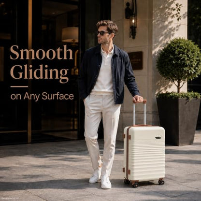 Carry On Luggage 22x14x9 Airline Approved Suitcase with Wheels, 3 Piece - color: White, size: 3 Piece Sets (20/BP/TB)