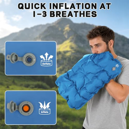Inflatable Seat Cushion, Lightweight Waterproof Stadium Seat Pads - color: Blue