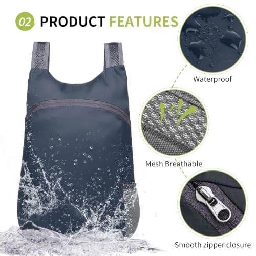 Ultra Lightweight Hiking-Daypack,Foldable Travel Packable Backpack - color: Navy Blue
