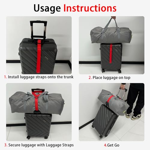 Polyhedron Luggage Straps - Heavy Duty Suitcase Strap, Luggage Belt Adjustable Travel Luggage Strap for Suitcases Briefcase & Travel Bags (1 Pcs Elastic Belt（Red）) - color: 1 Pcs Elastic Belt（Red）