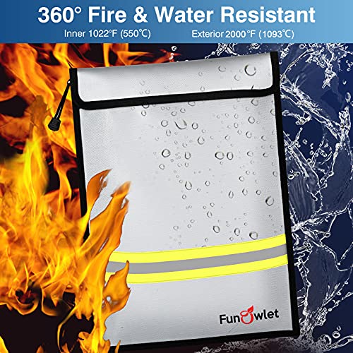 FunOwlet Fireproof Waterproof Money Document Bag, 15" x 11" Gray - color: Gray