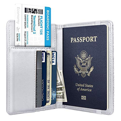 Coco Rossi Passport Holder for Travel Women Slim RFID Passport Cover Wallet - color: Glitter Silver