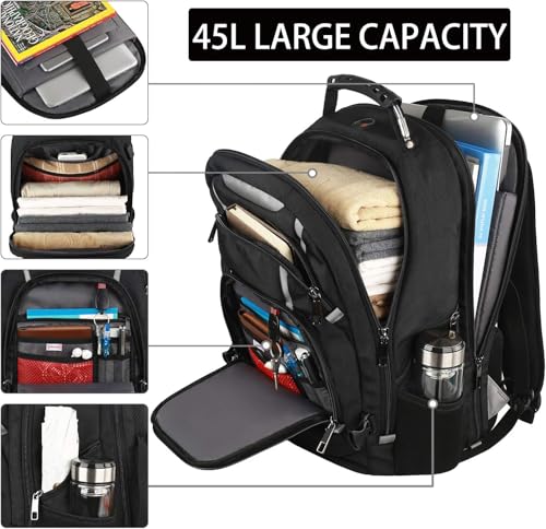 17 inch Laptop Backpack, Large Travel Backpack for Men, College Bag - color: Black-silver, size: 17inch(19.0 *14.6*10")