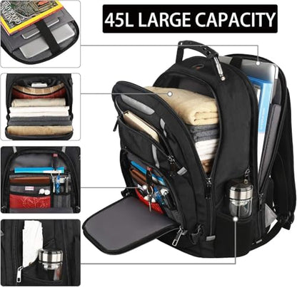 17 inch Laptop Backpack, Large Travel Backpack for Men, College Bag - color: Black-silver, size: 17inch(19.0 *14.6*10")
