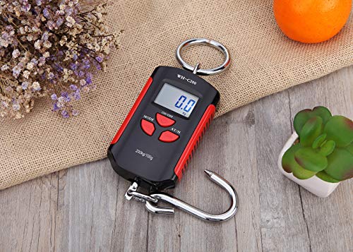 Klau Portable Mini Crane Scale,200 kg / 400 lb,Black and Red - color: Black and Red