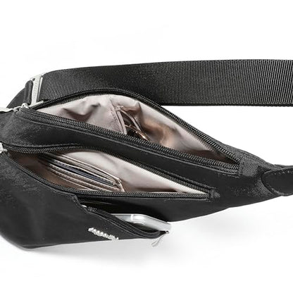 Baggallini Mini Sling - 12x7 Sling Crossbody Bag Backpack with Adjustable Shoulder Strap - color: Black/Sand