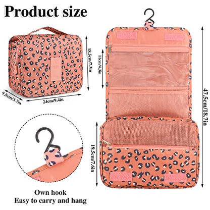 Hanging Toiletry Bag for Women, Portable Cosmetic Summer Beach Bag, Leopard - color: Orange Leopard