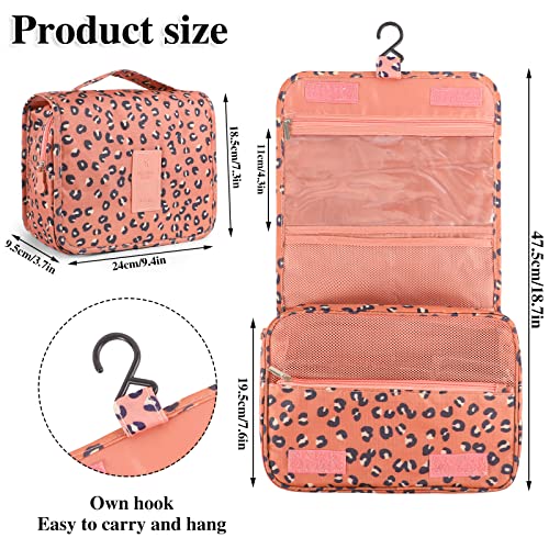 Hanging Toiletry Bag for Women, Portable Cosmetic Summer Beach Bag, Leopard - color: Orange Leopard
