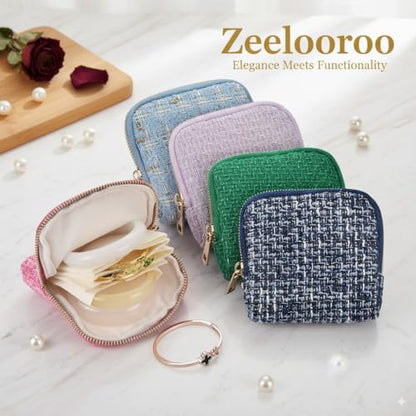 Jewelry Organizer Case, Small Travel Velvet Pouch, Portable - color: Gem Blue