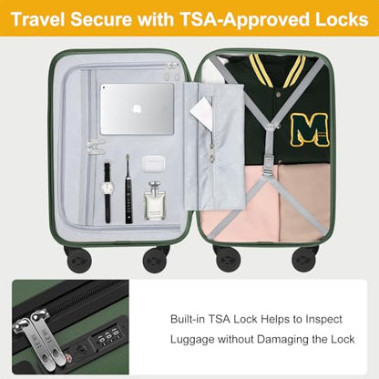 MGB Hardside 24 Inch Luggage, PC Hard Shell Checked Suitcase - color: Dark Green, size: 24 Inch
