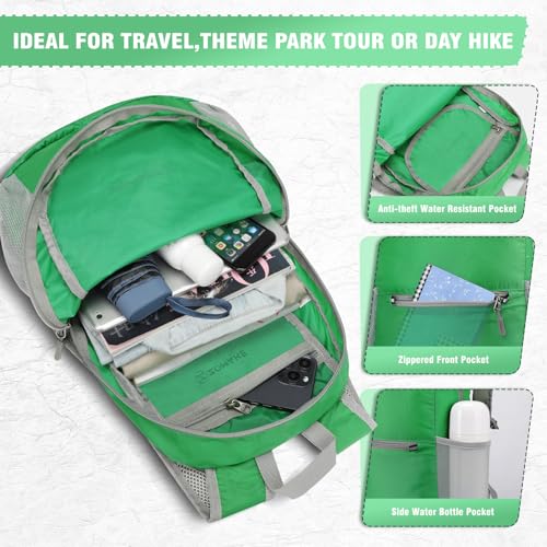 ZOMAKE Lightweight Packable Backpack, Foldable Small Travel Day Pack - color: C-grass Green