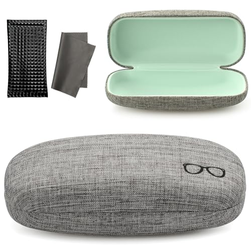 Vemiss Hard Shell Sunglasses Case, Large Linen Fabric Protective Glasses Case for Men Women - color: Grey 3, size: Sunglass Case