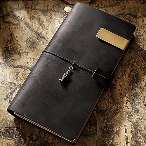 Genuine Leather TN Travel Notebook Protective Cover Journal Sketchbook Planner Agenda Diary Personal Organizers Noteboo (Black Standard) - color: Black Standard