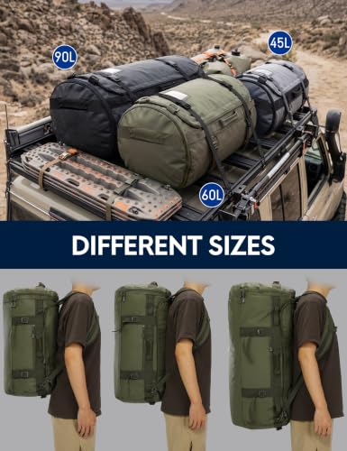 Haimont Heavy Duty Convertible Travel Duffel Backpack, Army Green, 60L - color: Green, size: 60L