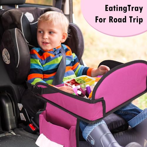 Kids Travel Tray for Airplane - Carseat Lap Desk for Kids - color: Pink