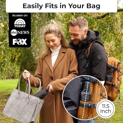 TUMELLA Strongest Windproof Travel Umbrella (Compact, 100MPH Wind-Tested), Light, Portable, One-Handed Use, Automatic Folding Rain Umbrella, Durable, Premium Grip, Fits Car & Backpack - color: Black