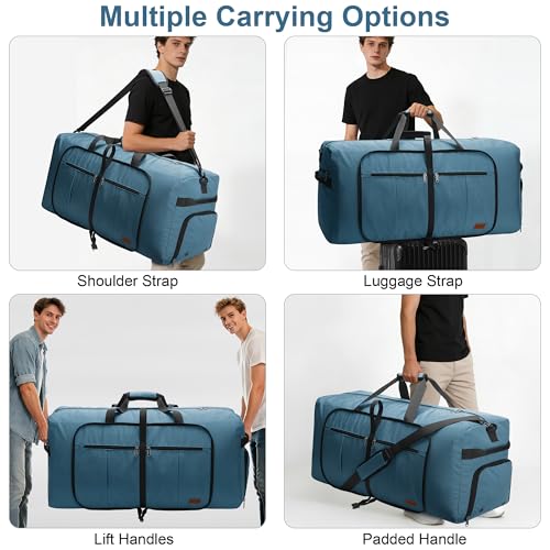 120L Large Waterproof Foldable Travel Duffle Bag with Shoe Compartment - color: Light Blue, size: 120L