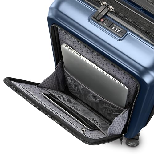 Samsonite Octiv Pro 3-Piece Hardside Lightweight (21/24/28) Front Pocket Carry-On Pro, Medium & Large-Checked Luggage Set, Expandable, Four Spinner Wheels, Adjustable Handle, TSA Lock – Blue - color: Blue Denim, size: 3-Piece Set (Pro 21 with Front Pocket