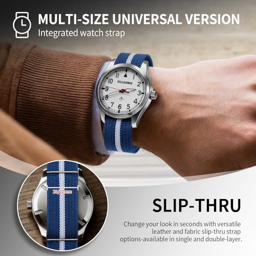 Nylon Watch Strap 20mm 22mm Nylon Watch Band Replacement Single Pass Strap Breathable Military Watch Bands for Men Soft Elastic Watch Straps - color: Blue & White, size: 20mm