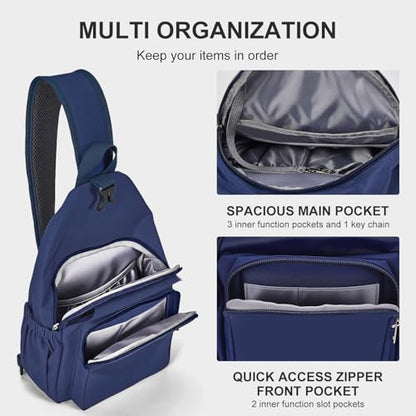 AOTIAN Crossbody Sling Backpack Sling Bag Travel Hiking Chest Bag Daypack - color: Blue