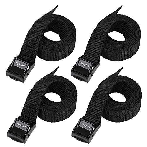 Ayaport Adjustable Lashing Straps with Buckles 0.75" x 6', 4 Pack - color: Black, size: 0.75'' x 6'