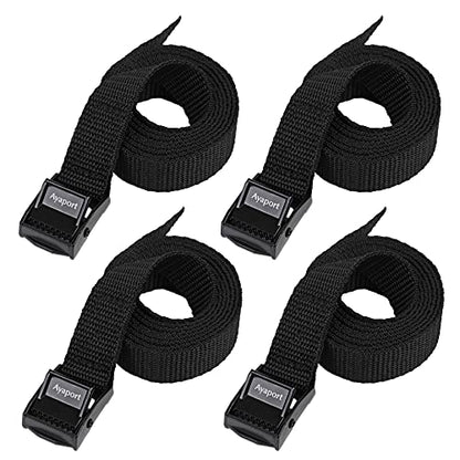 Ayaport Adjustable Lashing Straps with Buckles 0.75" x 6', 4 Pack - color: Black, size: 0.75'' x 6'