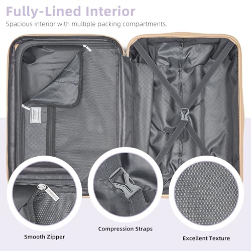 LARVENDER Expandable Carry on Luggage Sets 3 Piece Suitcases Set, Lavender - color: Lavender-20inch BP, size: 3 piece set(BP/TB/20)